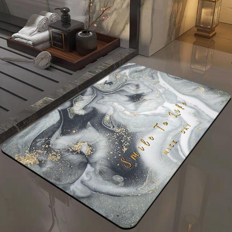 

1pc Modern Marble Printed Diatom Mud Carpet Absorbent Quick-drying Bathtub Mat Doorway Decorative Entrance Bathroom Accessories 30x40cm