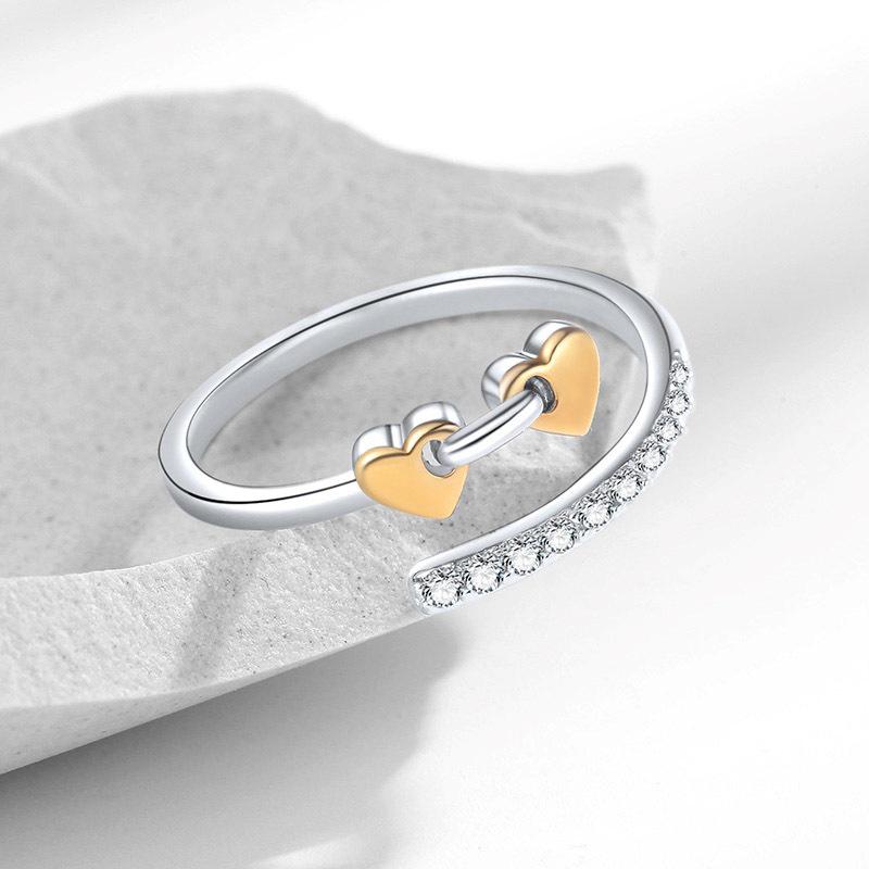 Women's Cross Heart Ring with Inlaid Zircon Diamonds, European-American Style, Versatile Index Finger Jewelry