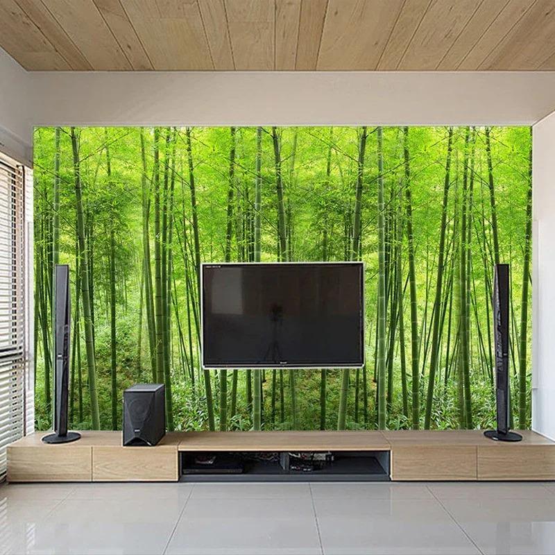 Nature Landscape 3d Wallpaper Green Bamboo Forest Photo Mural Living Room Tv Sofa Background Wall Murals Decor