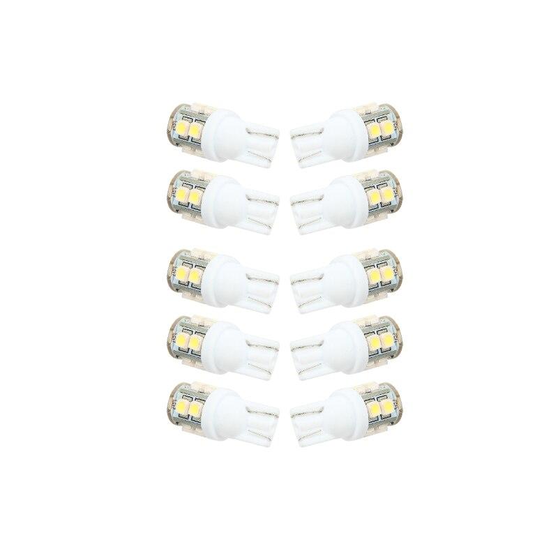 

10 шт. 10SMD W5W 1210 купольные индексные автомобильные светодиодные лампы клиновидные белые DC12V автомобильные лампы