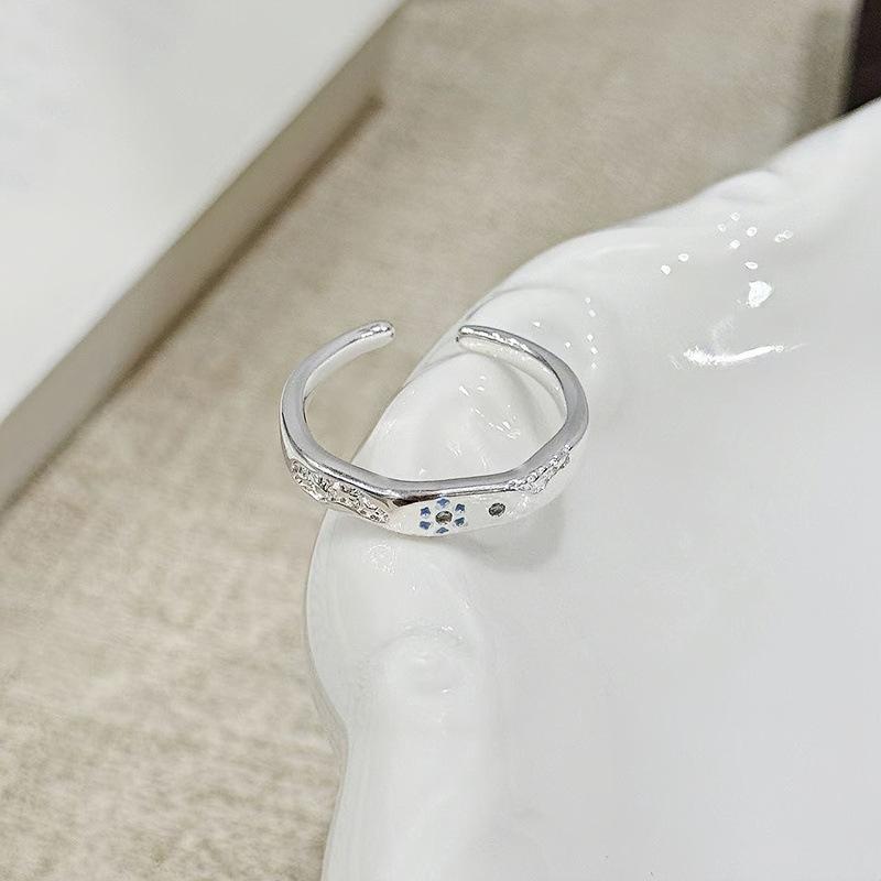 Lace Lace Zircon Dripping Oil Opening Ring Exquisite Princess On The Run Niche Design High-End Girlfriend Ring Girl