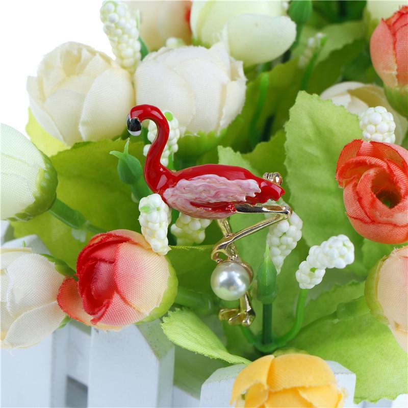 Vivid Flamingo Brooches Unisex Women And Men Brooch Pin Bird Dress Coat Jewelry