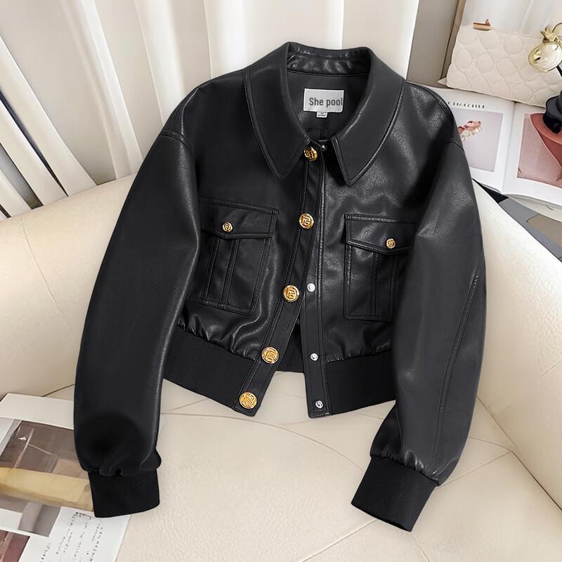 

Женская байкерская куртка Shechi из искусственной кожи с лацканами M