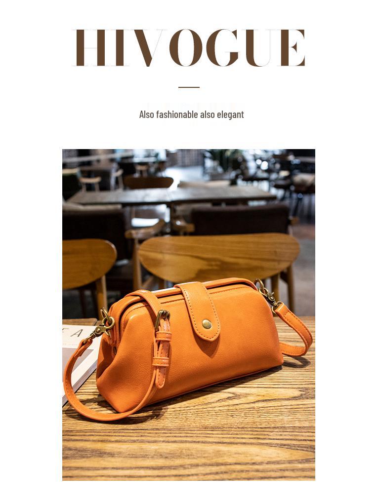 2025 Summer Women's Soft Leather Gold Shell Messenger Bag - Retro Style for Trendy Taiwanese Fashion