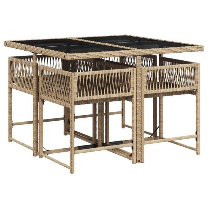 VidaXL 5-Piece Garden Dining Set with Cushions, Table and Folding Back Chairs, Outdoor Patio Furniture 3211440