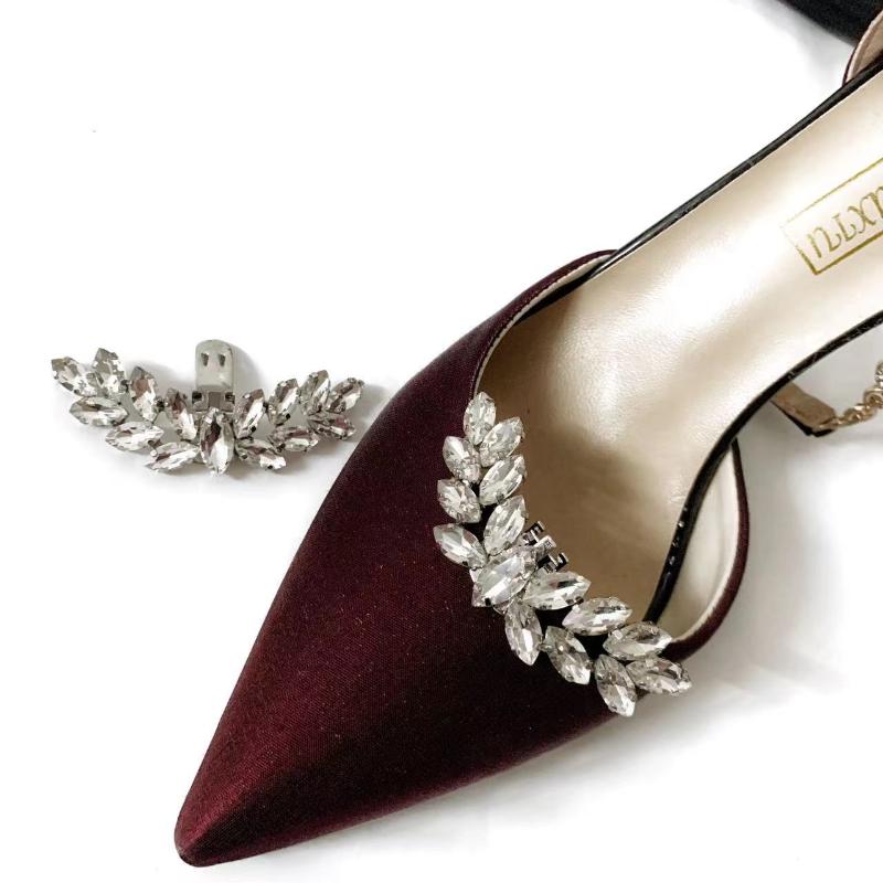 1 Pcs Fashion Shiny Crystal Shoes Decorations Clip Women Shoe Buckle Accessories High-Heeled Square Rhinestones Removable Shoes D