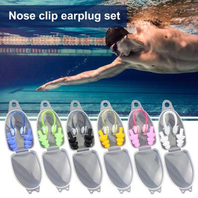 Set di tappi per le orecchie da nuoto in silicone, tappi per le orecchie da nuoto impermeabili, clip per il naso da piscina, sport acquatici, protezione per il naso antiscivolo, set di tappi per le orecchie