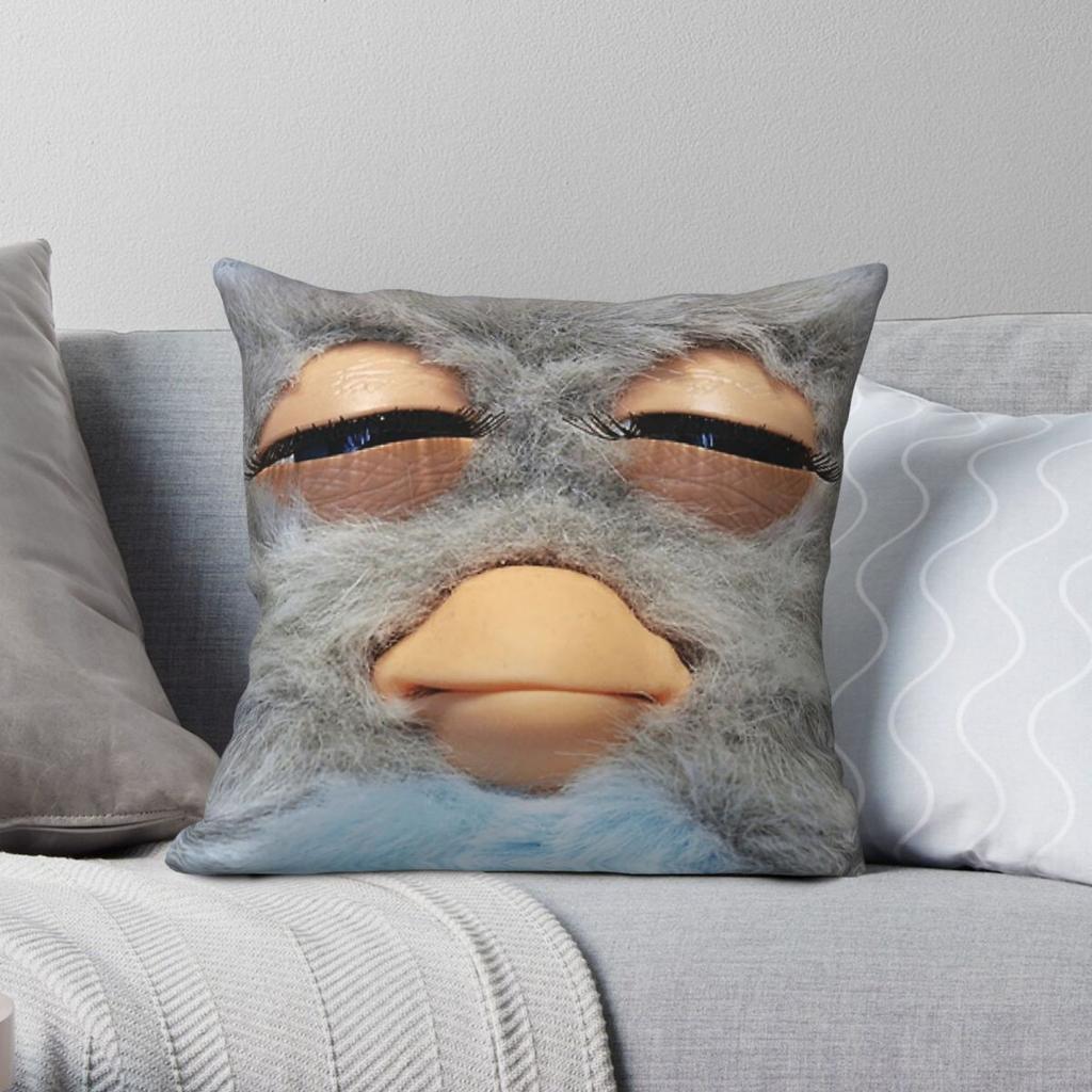 Furby Face Toy Square Pillowcase Polyester Linen Velvet Creative Zip Decorative Pillow Case Car Cushion Cover