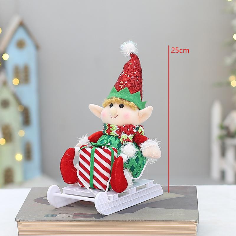 Boneca Elfa de Trenó Telescópico Decoração de Natal Presente