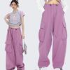 Women's High Waist Retro Workwear Cuffed Wide-Leg Trousers