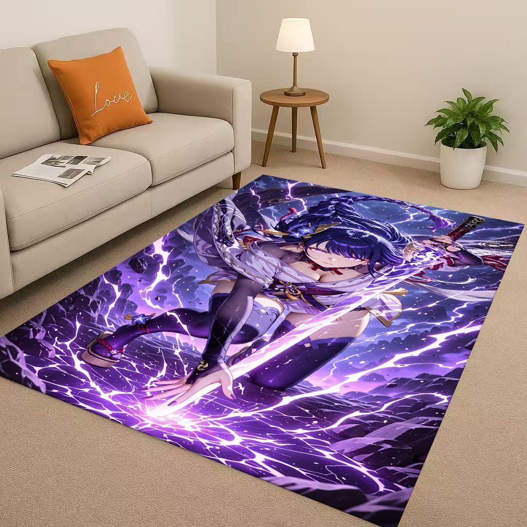 Game Genshin Impact Cartoon Living Room Non-Slip Area Rug Soft Carpet for Bedroom Playroom Sofa , Easy Clean Home Decor Doormat