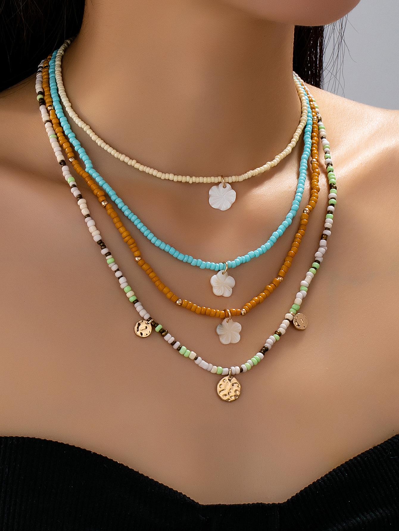 Ретро этнический набор бус: Многослойное женское украшение в лесном стиле цветочный
