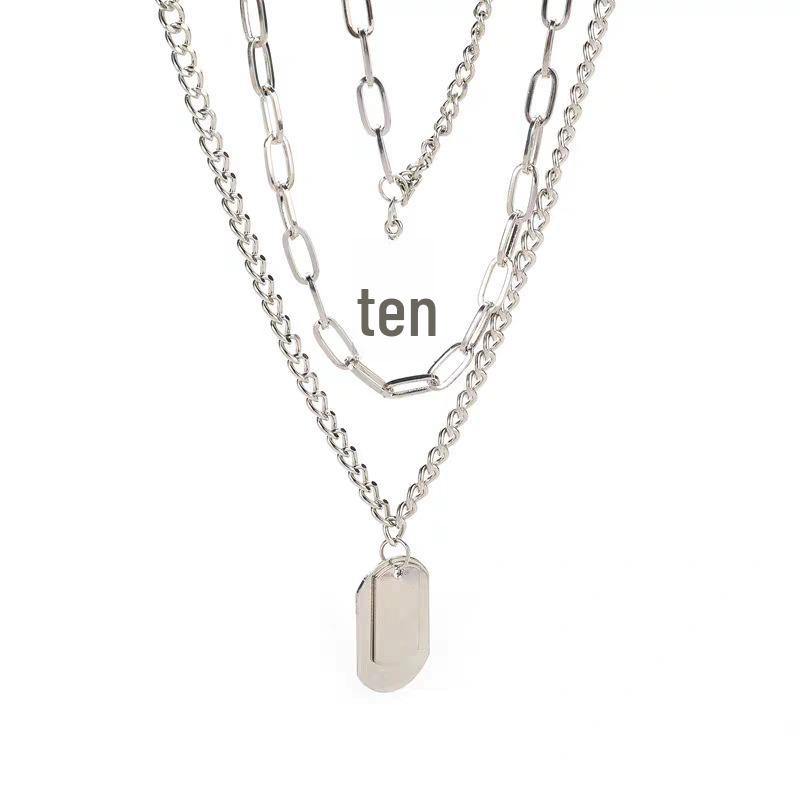 Hip-Hop Korean Harajuku Pendant Necklace: Multi-Layer Fashion Jewelry for Men & Women, Inspired by Internet Celebrity Style.