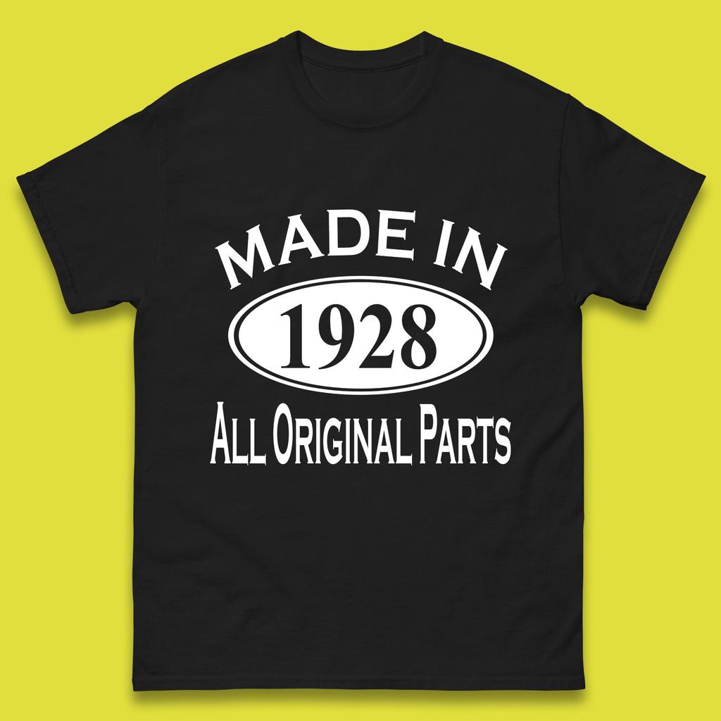 Made In 1928 All Original Parts Vintage Retro 95th Birthday Funny 95 Years Old Birthday Gift Mens Tee Top