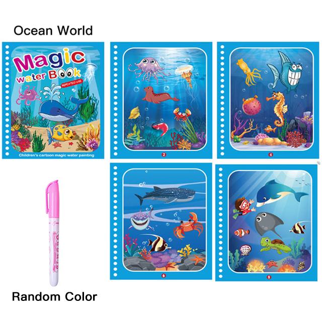 Magical Water Drawing Book Toys Variety of Themes Reusable Coloring Magic Water Drawing Book Early Education Toys for Children