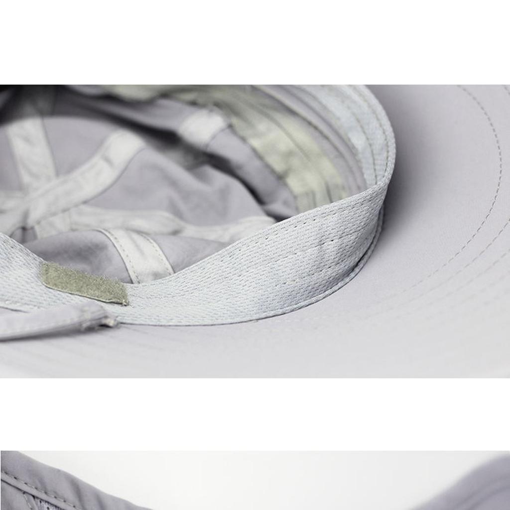 Women Sun Hat Wide Brim UV Protection Beach Fishing Hat Detachable Foldable Nylon for Outdoor Light Gray