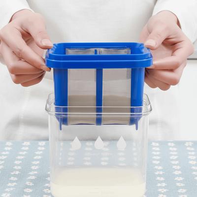 Blau/Weiß Japanische Joghurt-Siebbox Neu Quaderförmiges Maschensieb Molke-Trennfilter Selbstgemacht Sojamilch Molke-Separator Mit Skala