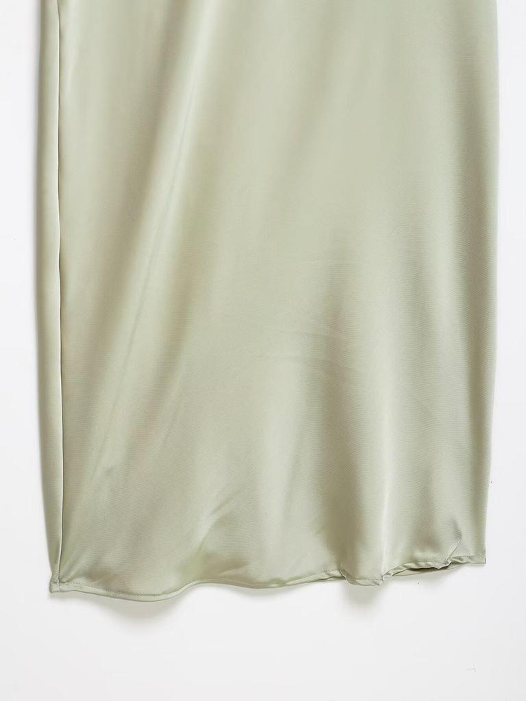 Spring 2026 European & American Lace Trim Camisole Maxi Dress with Sexy Slit