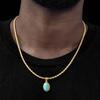 Trendy Natural Oval Necklace for Men Boys,Waterproof Small Natural Stone Geometric Pendant,Energy Magnetic Field Jewelry Gift