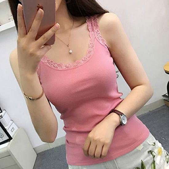 Camisole Lace Solid One Size Fits Black White [DBH] 2-Piece Set, Sweat-Absorbent Camisole, Innerwear, Women's Tops, Underwear, All-Season Layering,