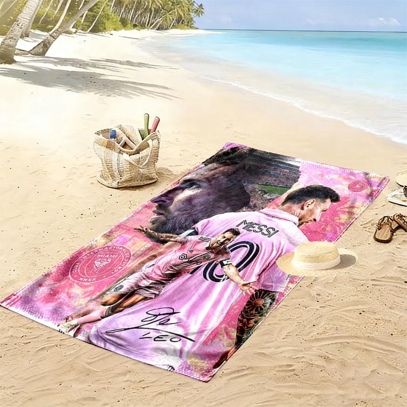 Asciugamano da Spiaggia Stampa Messi Supremacy, Asciugamano Grande Morbido Asciugatura Rapida per Spiaggia Campeggio Nuoto