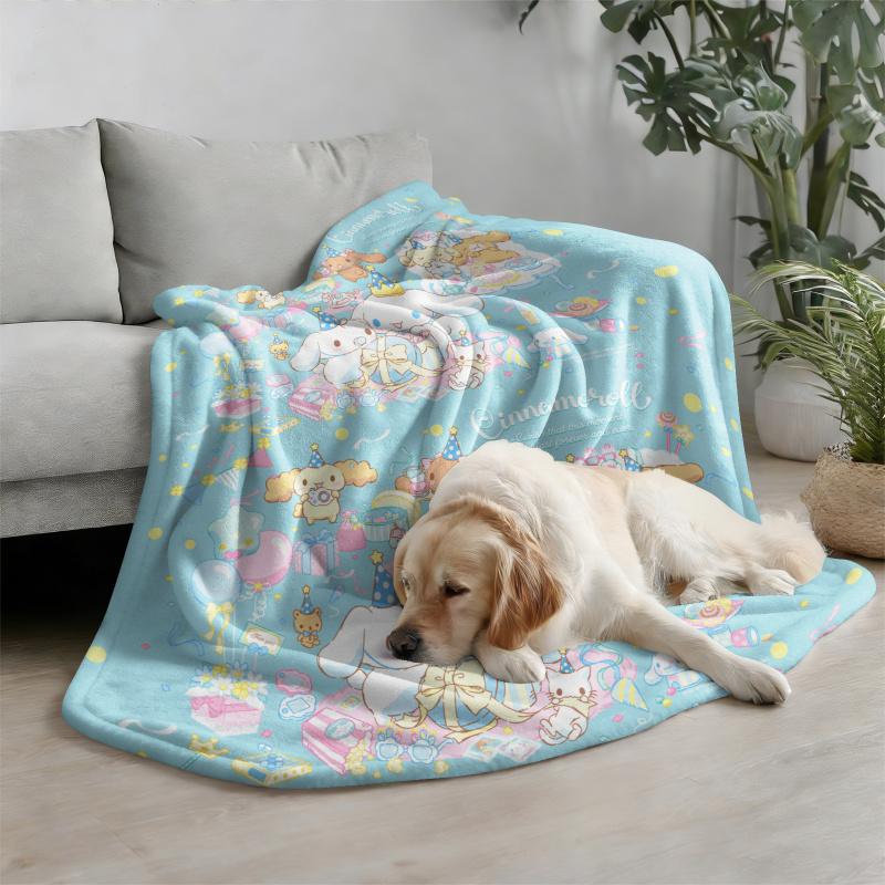 Pastel Blue Sanrio Cute Flannel Blanket Soft Warm Fluffy Throw Sofa Bed Cover Office Nap Shawl Lightweight Summer Blanket Gift