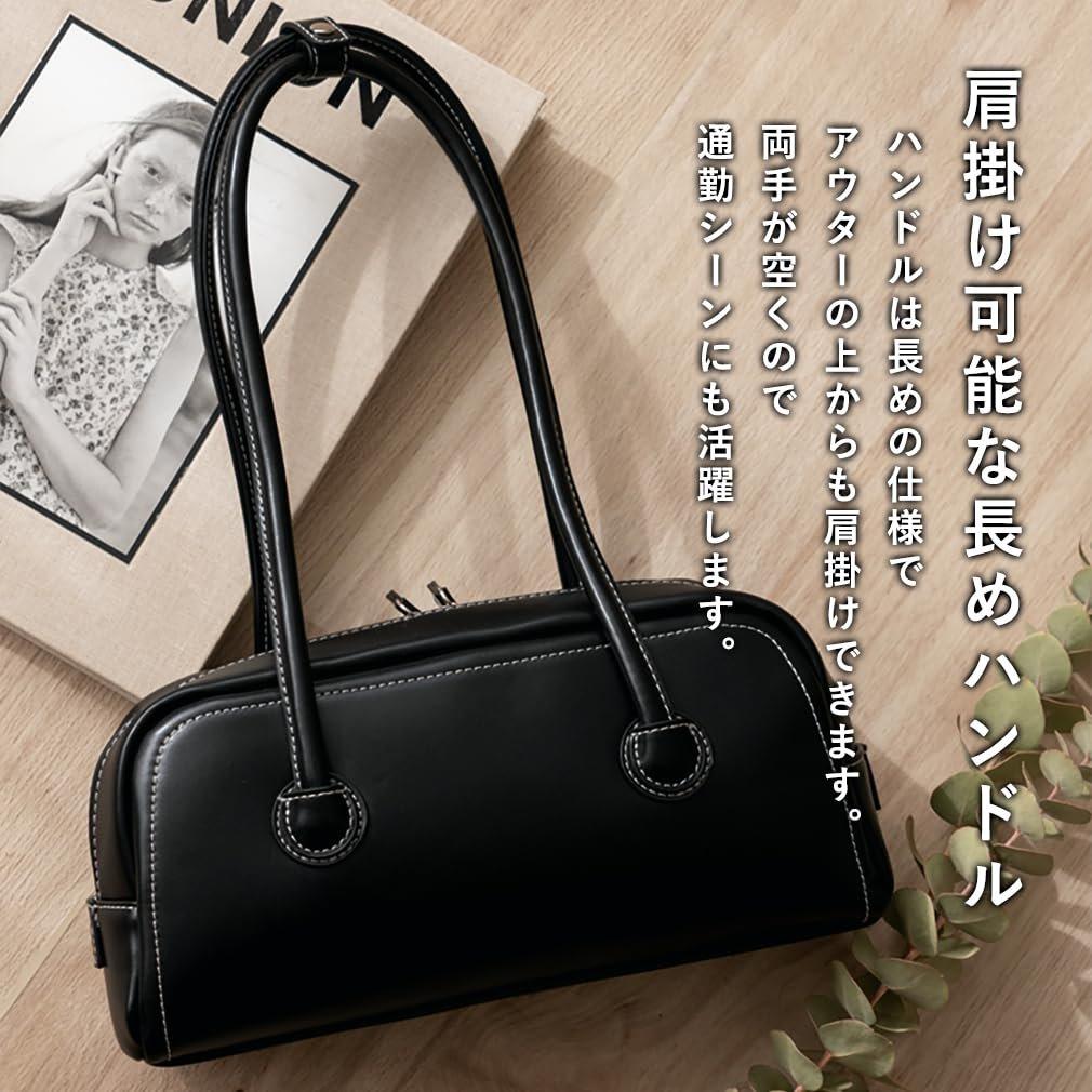VITAFELICE Women's Long Handle Mini Boston Bag Elegant PU Leather Horizontal Shoulder Bag Small Underarm Handbag nsb-30230p Brown