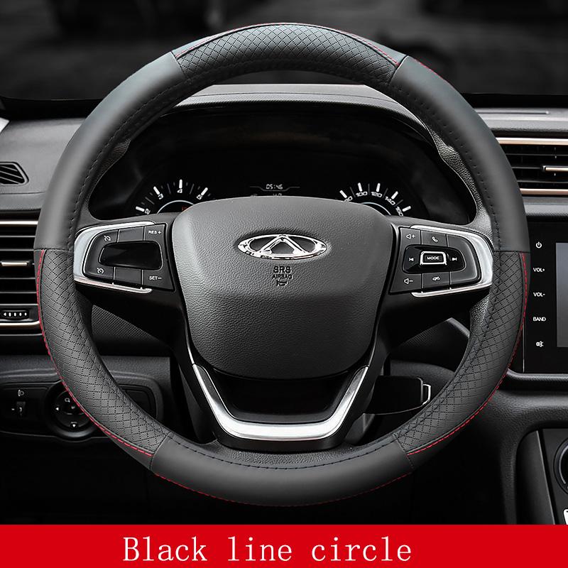 Chery Tiggo 7 Pro Car Steering Wheel Cover Genuine Leather Comfortable Elastic Band Handle Interior Accessories 38CM