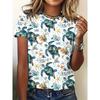 2026 Sommer Rundhals Damen T-Shirt Mode 3D Hawaiianischer Papagei Vogel Druck Kurzarm Cartoon Lässig