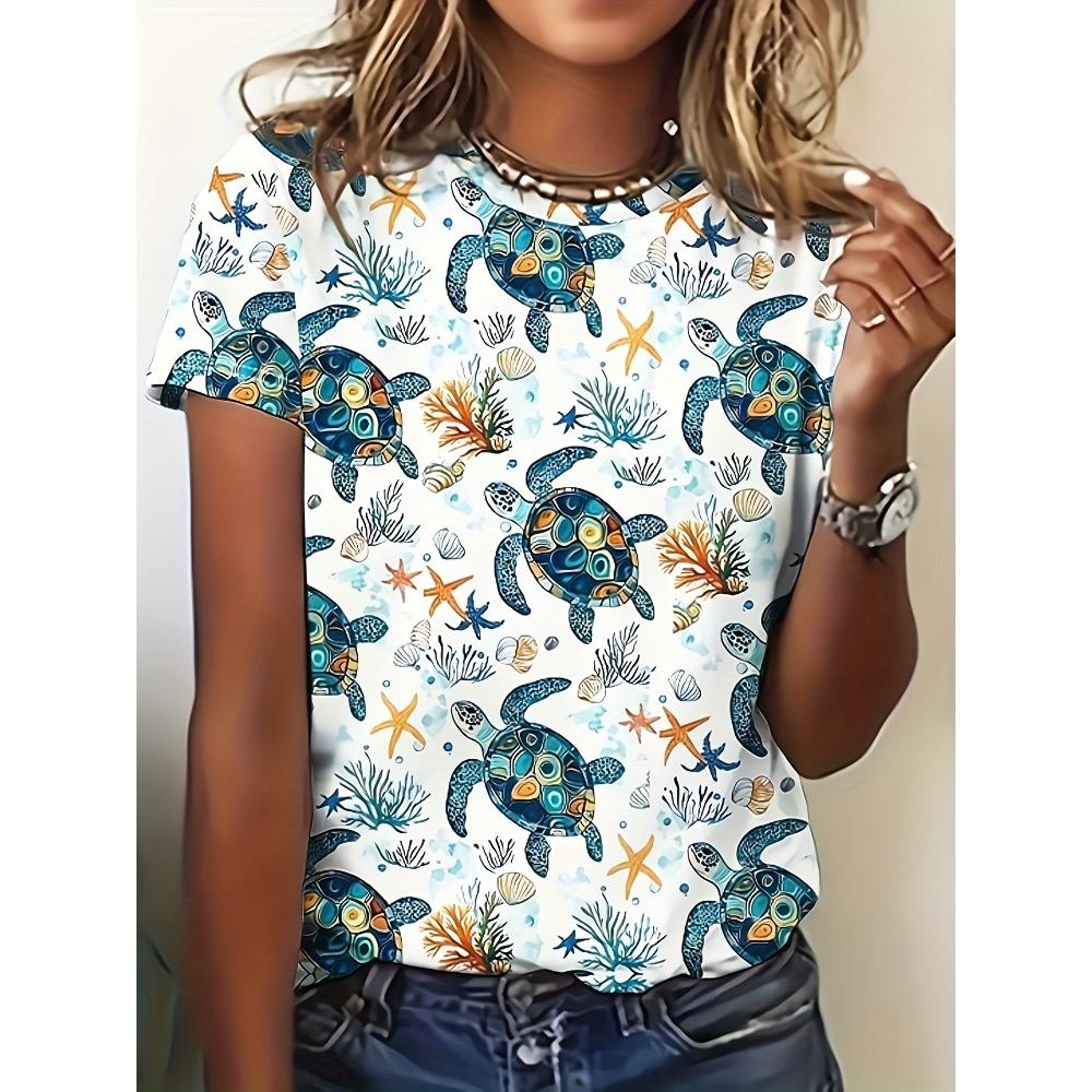 2026 Sommer Rundhals Damen T-Shirt Mode 3D Hawaiianischer Papagei Vogel Druck Kurzarm Cartoon Lässig