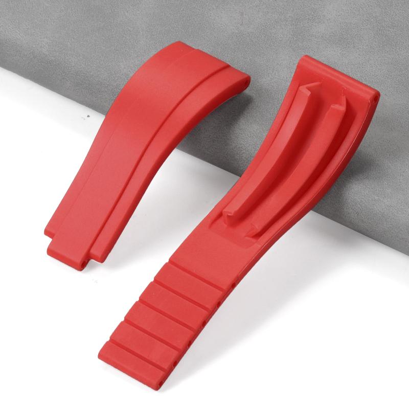 20mm for Rolex Rubber Band Watch GMT Daytona Submariner Silicone Waterproof Curved End Replacement Sport Watchband Fold Buckle