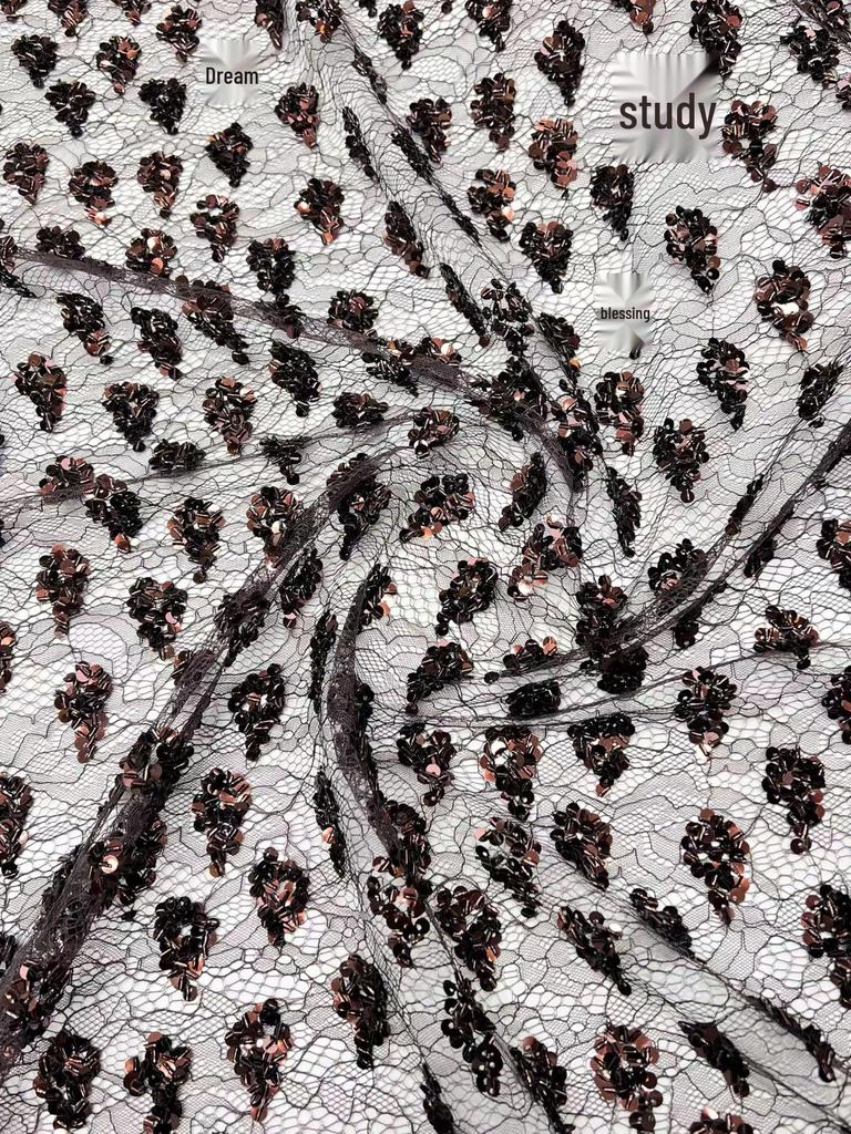 New Fashion Dark Pattern Sequin Embroidery Net Base - Retail & Samples Available