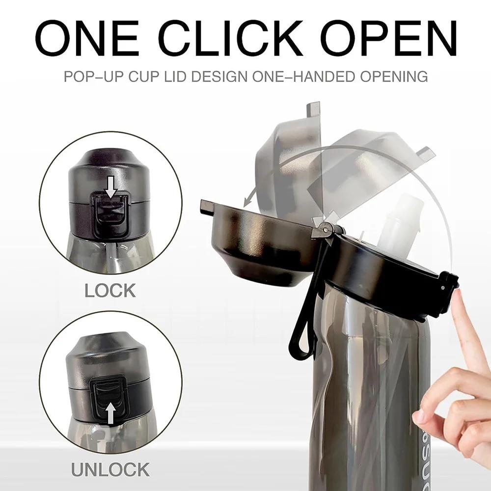 Smaksatt vattenflaska 650 ml Sport Alr Up Drickflaska 7 Fruktdoftkapslar Vattenkopp för Utomhuscamping Fitness Mode