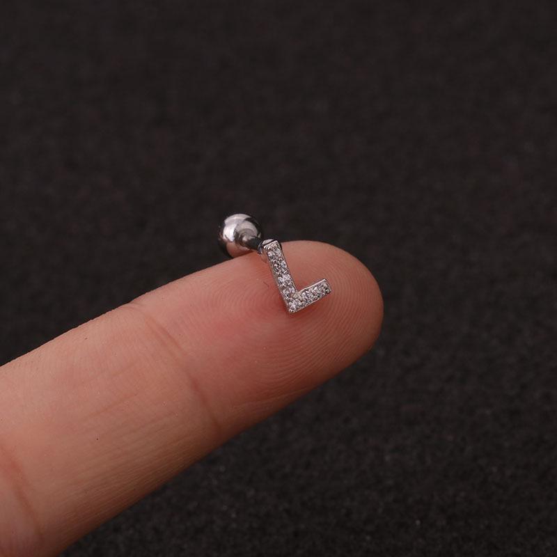 Trendy 26 Letters Tragus Cartilage Earring Women Exquisite Tiny Initial Alphabet Name Helix Earring Piercing Jewelry Gift
