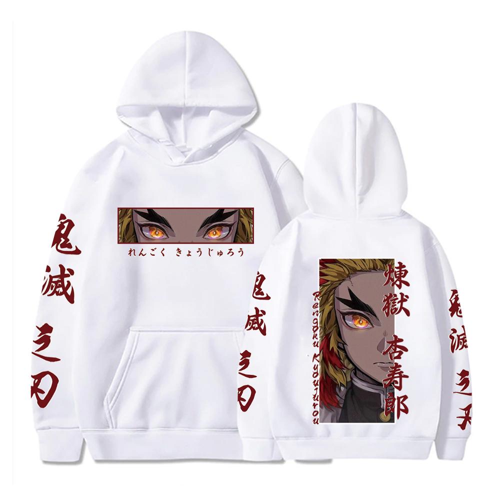 Horké Anime Demon Slayer Mikina s kapucí Rengoku Kyoujurou Oči Grafický potisk Podzim Zima Pánská Dámská Mikina s kapucí