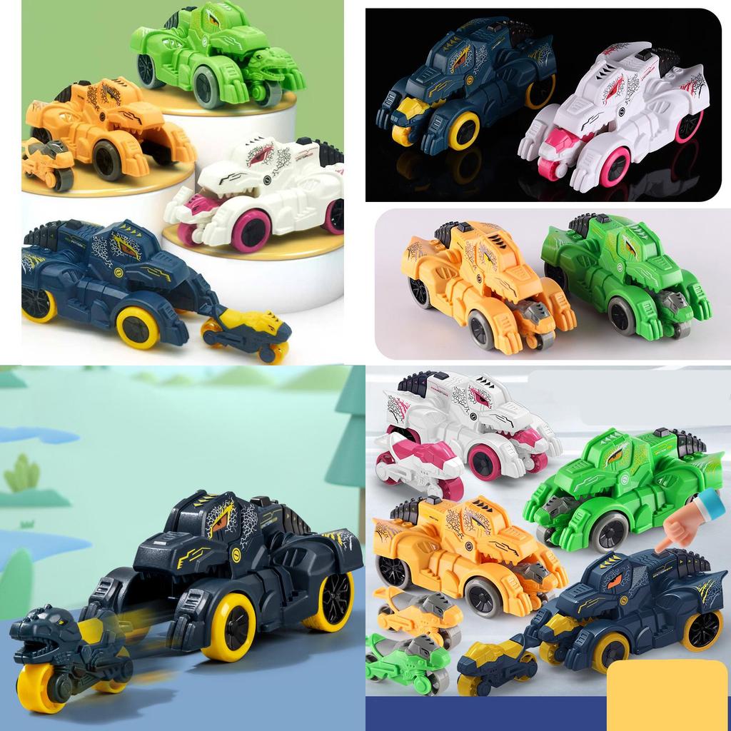 New Dinosaur Tank Inertia Glide Ejection Car Simulation Shape Boy Girl Parent-child Interactive Educational Toy White