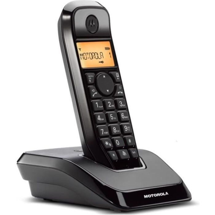 Bezdrátový telefon MOTOROLA S1201 - Černý - ID volajícího - Telefonní seznam 50 jmen - Handsfree