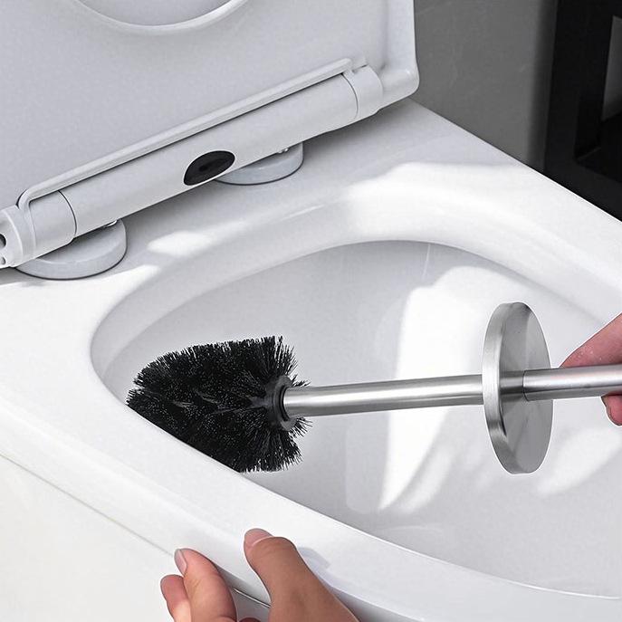 304 Stainless Steel Wall-Mounted Toilet Brush Set with Base
