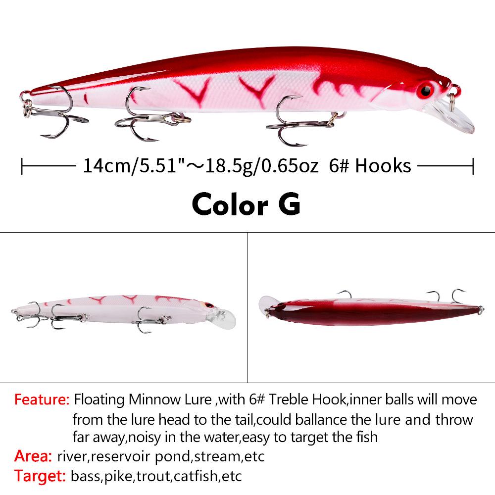 14cm/18.5g Plovoucí Minnow Rybářská Nástraha - VIB Bionická Tvrdý Plast Umělá Nástraha