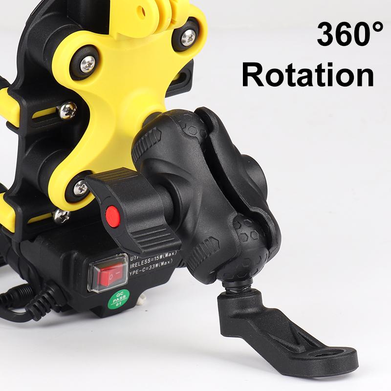 Octopus Shockproof Phone Holder Motorcycle Bicycle Stand 15W Wireless Charger 33W Type C Port Motorbike Bike Cellphone Bracket