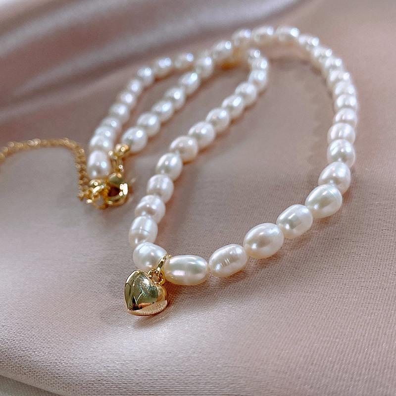Romantic Love Heart Natural Freshwater Pearl 14K Gold Filled Ladies Pendant Necklace Wedding  Gifts No Fade