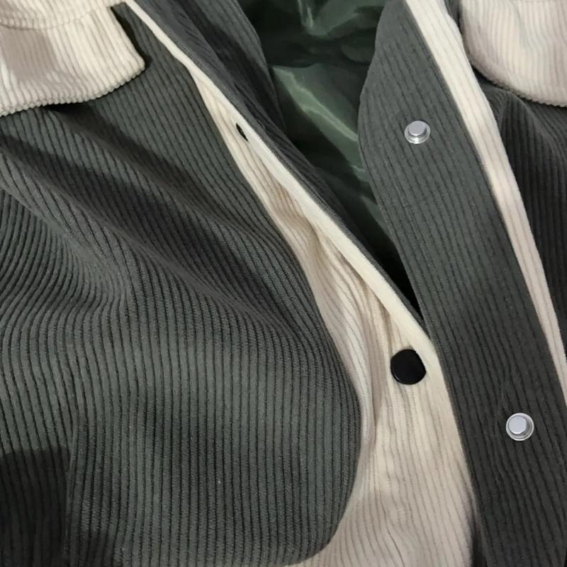 Simple Loose Korean Style Spring Autumn Coat Color Block Design Casual Versatile Outerwear