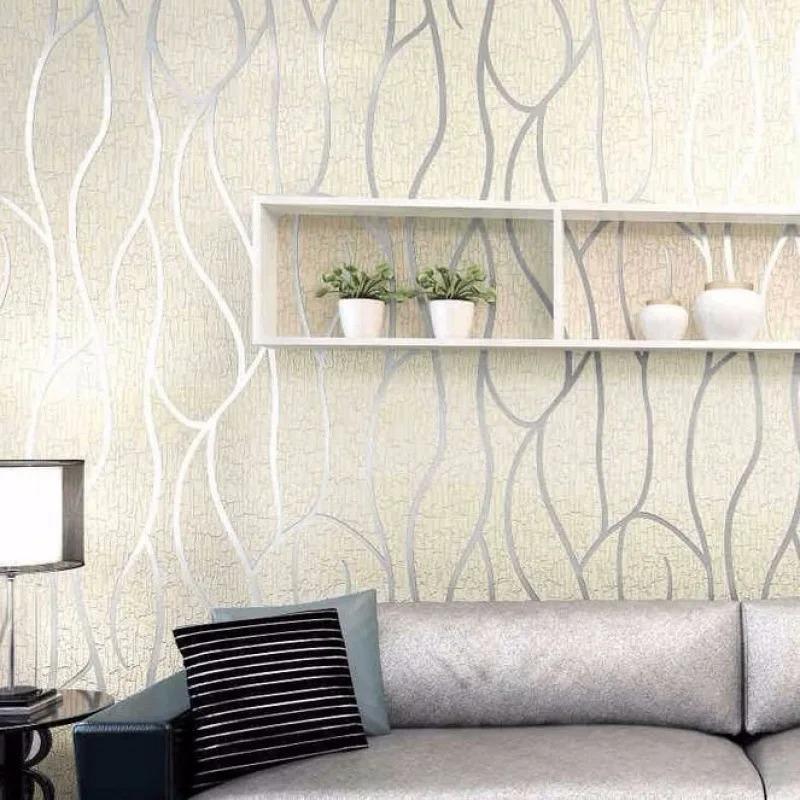 53cm European Modern minimalist 3D Non-woven Moisture-proof Bedroom Background Wallpaper Curve Stripes  Thickened Wall Stickers