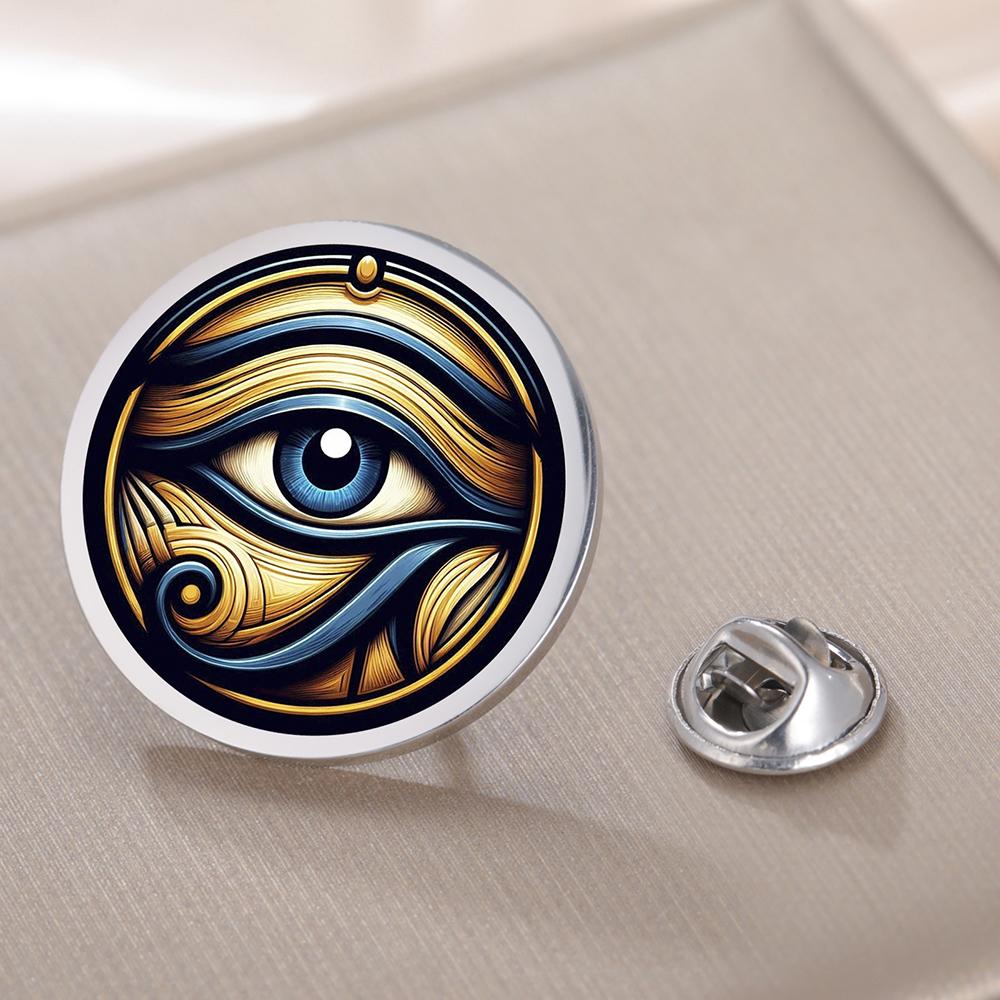 Dawapara Ancient Egyptian Eye of Ra Brooch Good Luck Eye of Horus Spiritual Symbol Lapel Pin Stainless Steel Jewelry