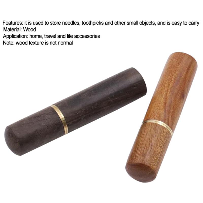 2Pcs Tragbare Zahnstocher Eimer Holz Zahnstocher Halter Eimer Mini Box Nadel Fall