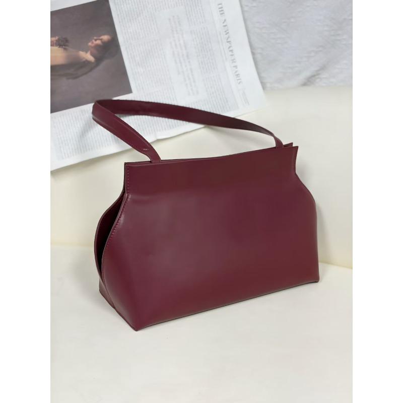 Leather Magnetic Buckle Shoulder Bag Premium Sense Large Capacity Cowhide Tote Bag Commuter Underarm Handheld