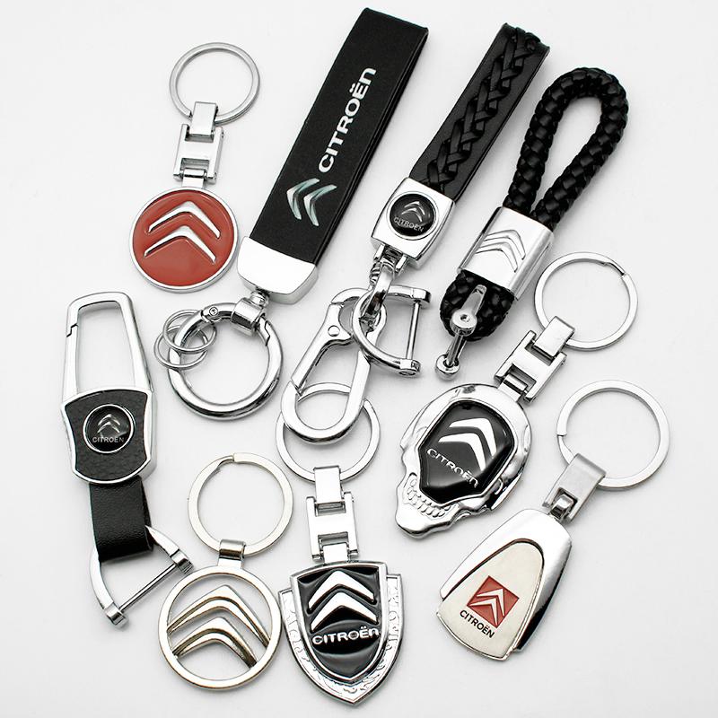 Metall Läder Citroen C1 C2 C3 C4 Saxo C4L C5 C6 VTS C-ELYSEE Picasso Cactus För Bil Nyckelring Nyckelringar Nyckelhållare Tillbehör