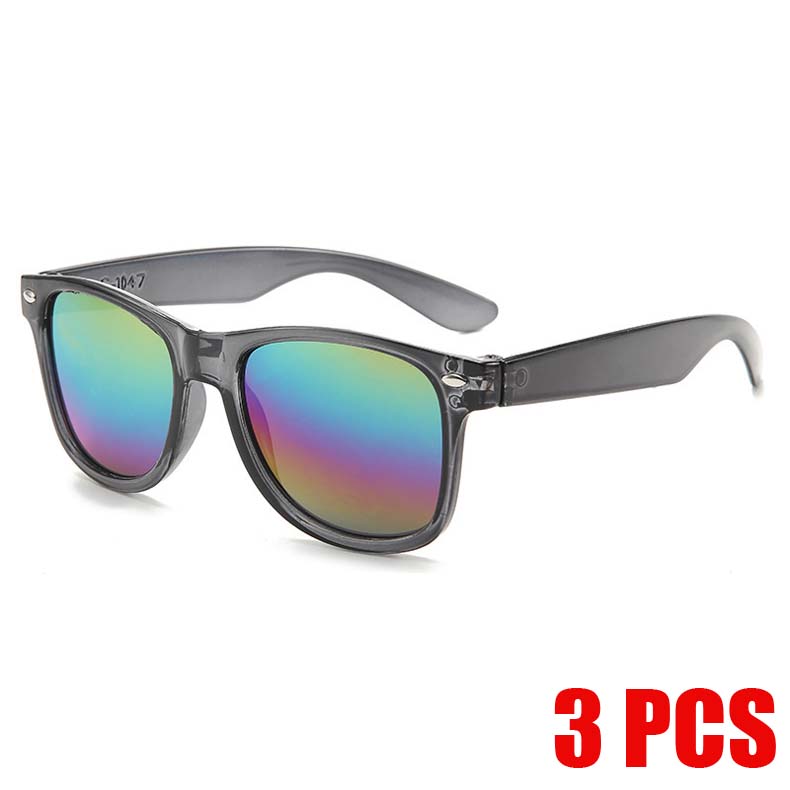 3PCS/pack Transparent Square Sunglasses for Kids Mirror Lens Eyewear Summer Beach Outdoor UV Protection Sun Shades Eyeglasses