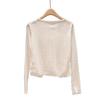 High-Quality White Thin Lace-Up Sun Protection Knit Cardigan - Women's Loose Short Top