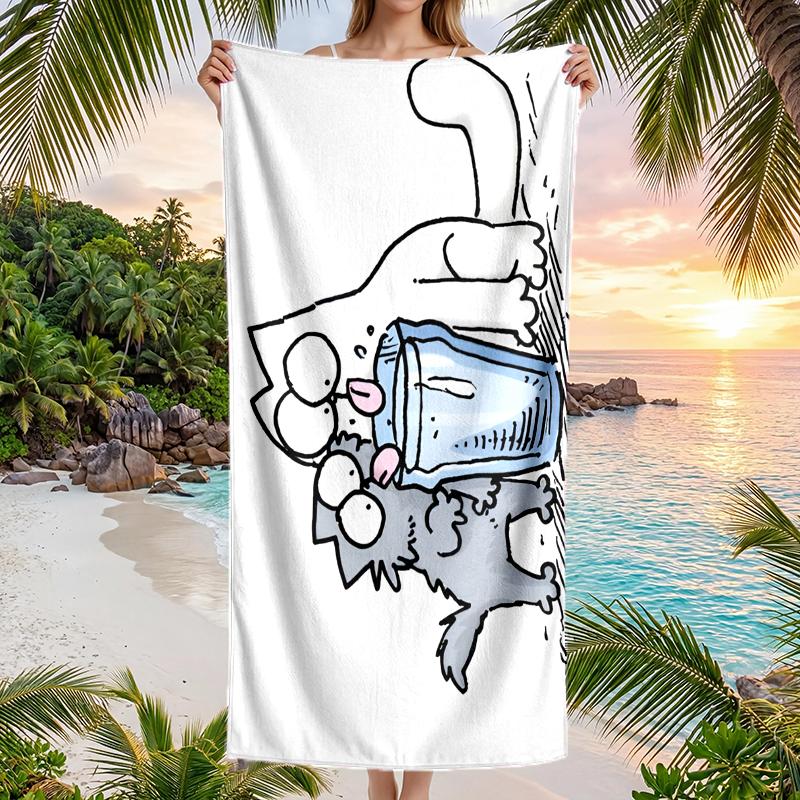Simon'S Cat Fashion Beach Towel: Ideal for Summer Adventures Soft, absorbent and quick drying suitable for swimming and bathing